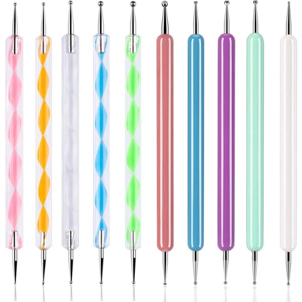 10 STK Dotting Tools Sæt til Nail Art, Prægning Stylus til