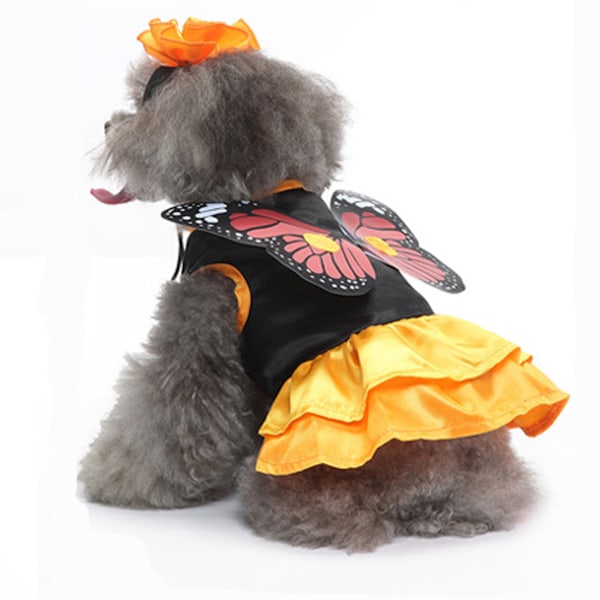 Fjärilshundkostym Halloween Hund Cosplay Kostym Klänning för Valp Särskilda Evenemang Roliga Fotorekvisita Tillbehör