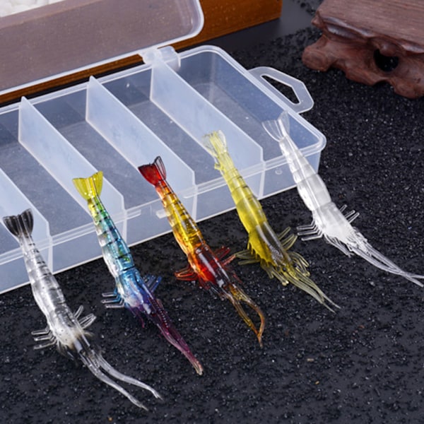 Simulated Silicone Shrimp Fake Fish Bait Lure Kit with Hooks Fishing Tackle Accessory