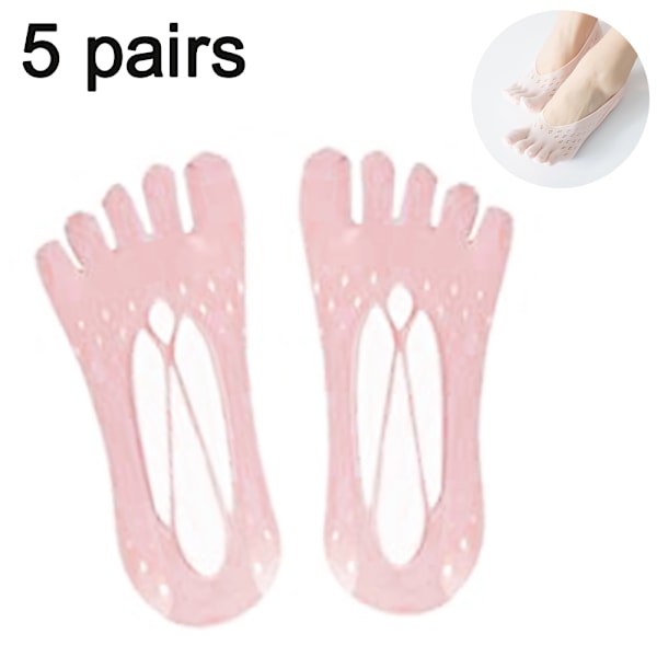 5 par Clover Lace Five-Finger Socks - Pink