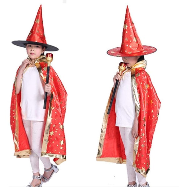 Barn Halloween Kostym, Halloween Manteln Häxa Trollkarl Kappa med