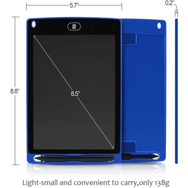 LCD-skrivebrett, 8,5-tommers digital tegneblokk papirløs notat