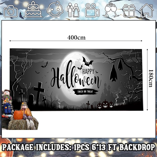 Halloween Garagedørsbanner Stor Hængende Baggrundsdør Dækning Halloween Garagevæg Dekorationer til Udendørs Ferie