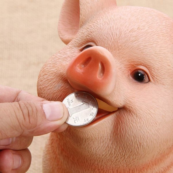 Säästöpossu Söpö sian muotoinen kolikon raharasia Pieni hartsi käteissuoja
