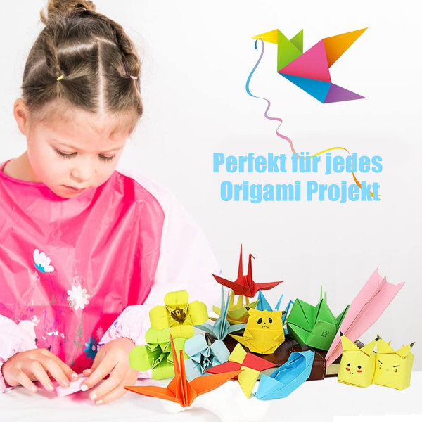 100 ark färgat origamipapper, dubbelsidigt handgjort barn