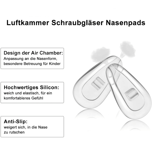 Silikon Näsdyna för Glasögon + Glasögonreparationssats - 40 st Luftkudde Näsbro + 50 st Skruvar + Skruvmejsel + Pincett + 2 st Glasögonduk
