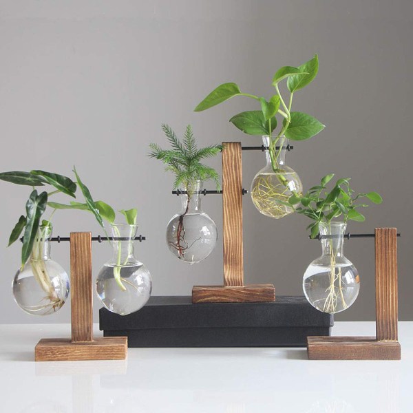 Hydroponic Vase Vintage Desktop Planter Bulb Vase Glass Planter