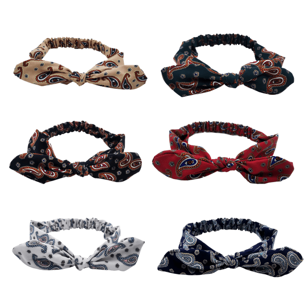Bow Headbands for Women Vintage Floral Printed Rabbit ears