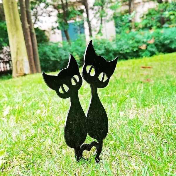 Puutarhansisustus, kissan puutarhan koristelu Siluetti Ulkona nurmikon koristeet Käytä ulkopuutarhan nurmikon puutarhan koristelulahjoja (kissa)