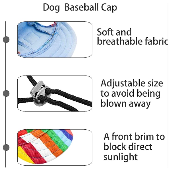 2-pack Hundkeps Solhatt Basebollkeps Hundkepsar för Små, Mellanstora och Stora Hundar med Öronhål Justerbar Dragkedja Andningsbar