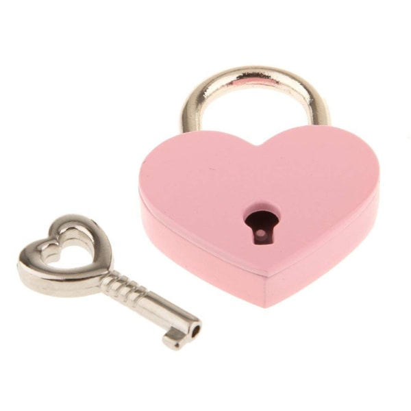 Lille metal hjerteformet hængelås, minilås med nøgle til smykker