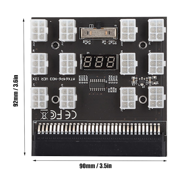 PSU-kort Svart PCB Plastmateriale 12 ATX 2x3 Pins Utganger LED Spenningsvisning Strømkontakt