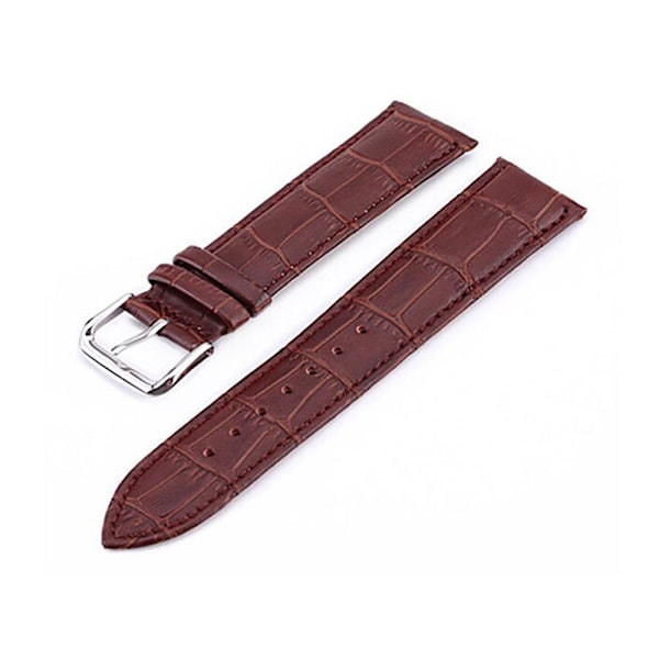 Klockarmband, Läder, 22 mm, Mörkbrun Mörkbrun