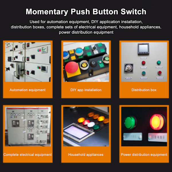 25 st Momentära tryckknappsbrytare Självlåsande Rektangel med Ljus 220V BEMLA1622DSJ 16mm (Röd)
