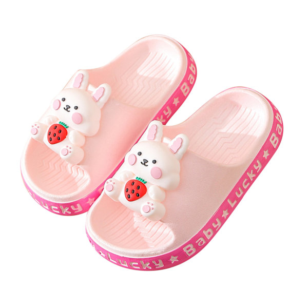 Pink 28‑29(17cm / 6.7in) Kids Summer Slides Cartoon Animal Pattern PVC Sole Prevent Slip Home Bathing Slippers