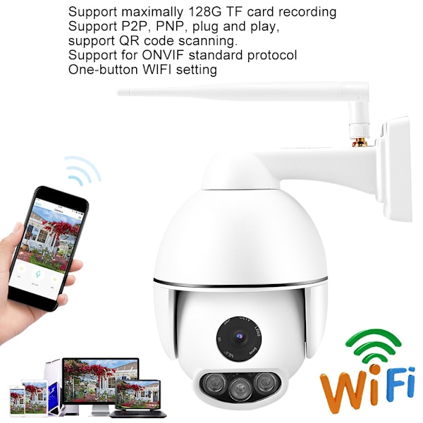 4X/16X Zoom 2MP 1080P HD WIFI PTZ Dome Camera IR Night Vision IP66 Waterproof (4X US 100-240V)