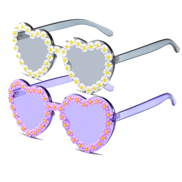 3 stk Hjerteformede solbriller Kantløse hjerteformede solbriller