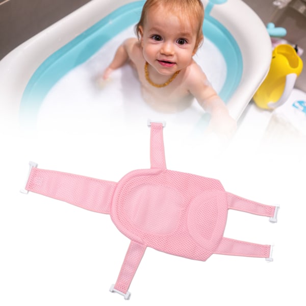 Baby Bath Seat Support Slip Proof Universal Detachable Net Bathtub Sling Shower Mesh Pink