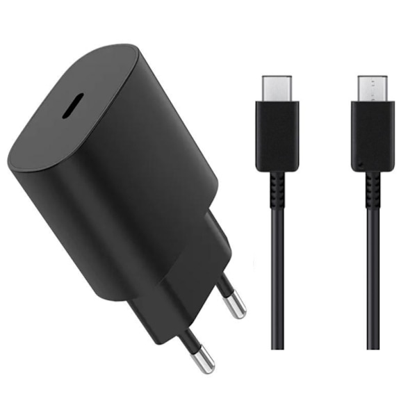 Laddare, Snabbladdare, 25W, USB-C, 2m, Svart