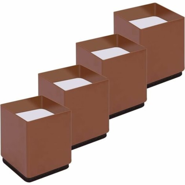 Stigbäddsben Set med 4 kolstål, möbelhöjare Lägg till 5 cm höjd, stöd 10 000 lbs, bord, stol eller C Risers (brun fyrkantig), Superma