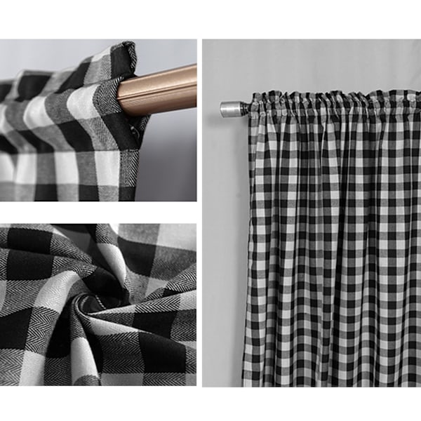 Kjøkken Gardiner, Buffalo Rutete Gingham Lagdelte Gardiner for Kjøkken Cafe Gardiner Bad Vindusgardin