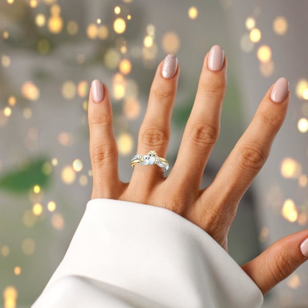 Uggla Ring Inlagd Ring Djur Finger Ring Smycken till Mors Dag