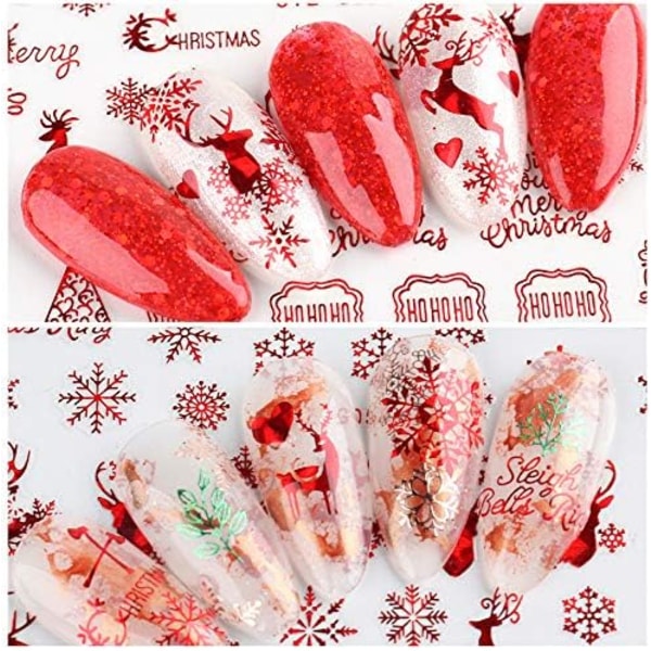 9 ark Christmas Nail Art Stickers Dekaler Ny 3D Snowflake Elk