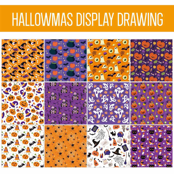 24 Ark Halloween Mönsterpapper Set, 6\"x6\" Scrapbooking Pappersblock Ensidig Mönsterpapper Pack, Scrapbooking Tillbehör Kit Craft Paper Spöke Pumpa