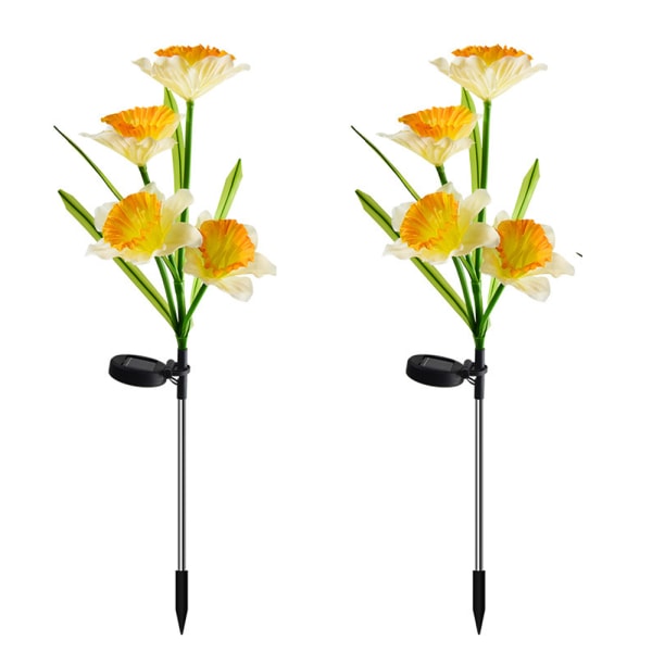2-pack Solar Daffodil Lights dekorativa vägljus för bakgård