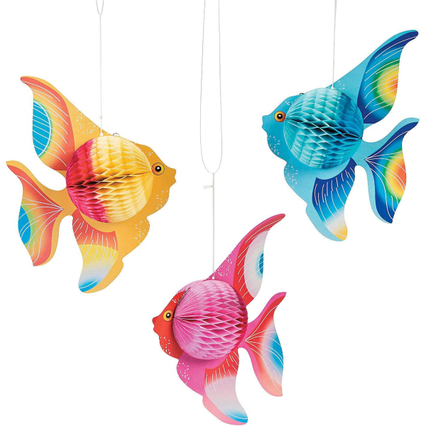 Riippuvat Tissue Fish -koristeet (6 kpl) Juhlasisustus, Hanging Deco