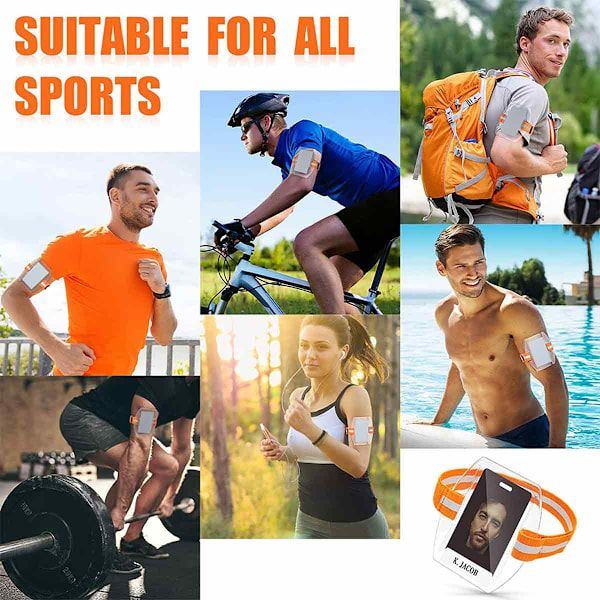 Armband ID-kortshållare Armmärkeshållare Skidpassshållare Hög Synlighet PVC ID-kortshållare med Justerbar Rem Klar Namnskyltshållare för Arbetskort