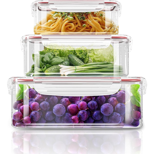 6 st Tupperware för färsk mat m. lock (3 behållare, 3 lock) - vattentät, mikro- & fryssäker - BPA-fri