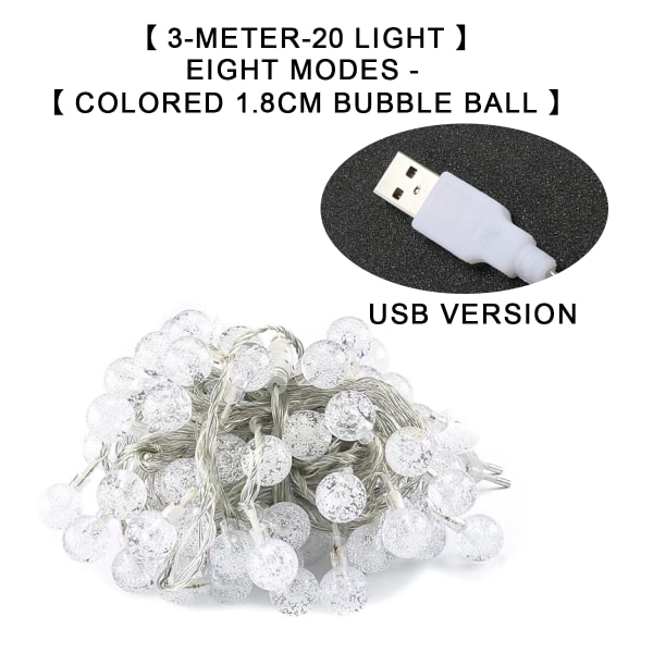 Med fjernkontroll boble ball string lys, 20 Led, innendørs