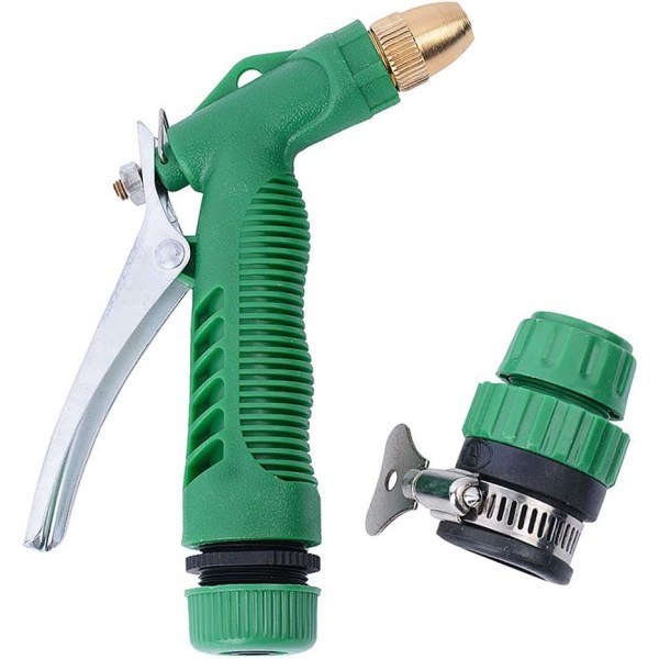2 STK vanningspistol, hagehånddusjsprøytepistol, husholdningsvanningsslange Multipistol for bilvask, plenhagevanning - grønn