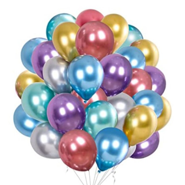 Metalliske fargeballonger, 50 fargerike ballonger, metall