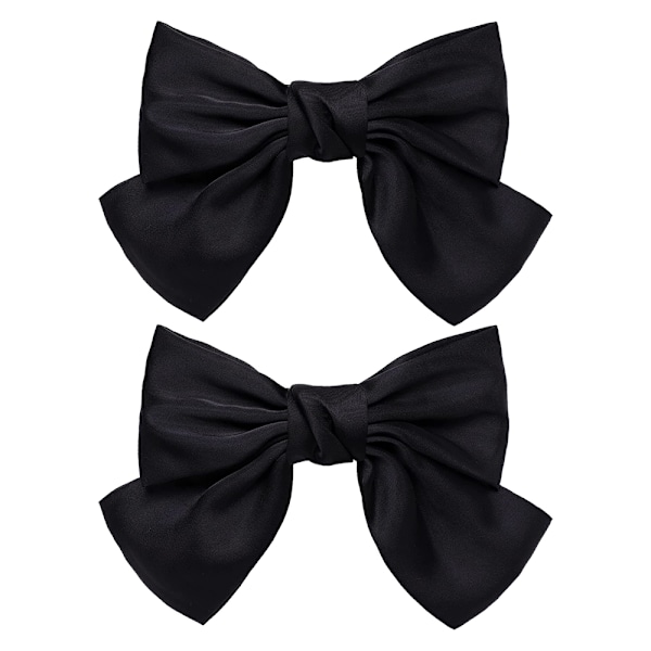 Large Hair Bow, 2 PCS Bow Hair Clips for Women Girls Red Hair Bow Barrettes Satin Bow Hair Accessories for Women Black Spring Clip