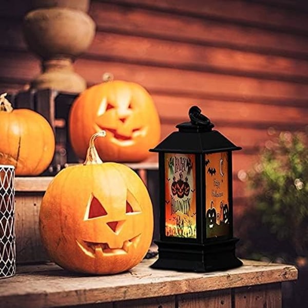 Halloween-tema LED Candle Light Retro fyrhörnig lykta Hangi Pumpkin with hood