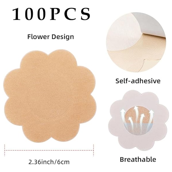 100 stk. Bryst Petal Tape Cover Patch Klæbende Genanvendelig Paste Hud Lingeri Pads Kvinde