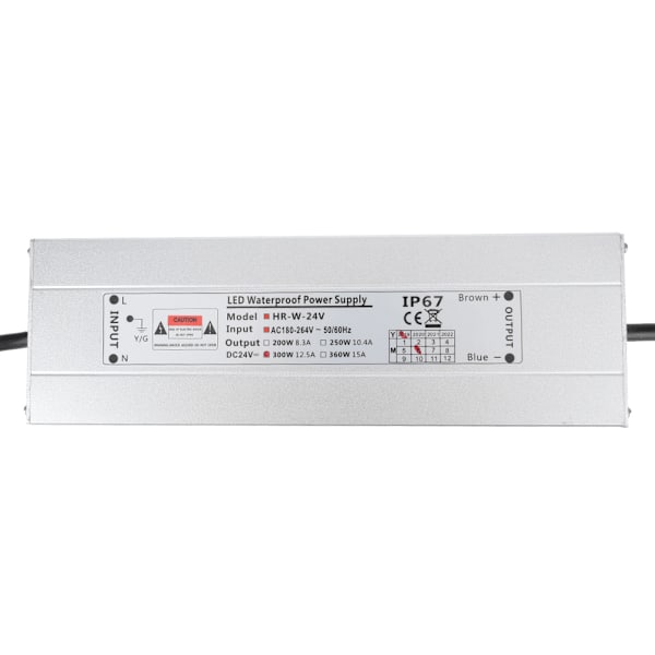 IP67 Vedenkestävä Kytkentävirtalähde AC-DC 24V 12.5A 300W Valolaatikolle/Valonauhalle