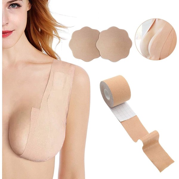 Brösttejp och 2 st Petal Backless Nipple Cover Set, andas
