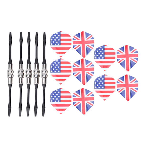 Magnetiske Dartpiler med Flaggmønster Tilbehør 5 stk Storbritannia-stil + 5 stk Amerika-stil