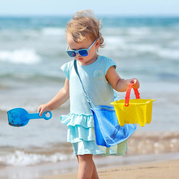 3 stk Beach Toy Mesh Bag, for å holde skjell frukt eller leker,