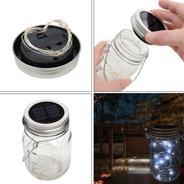 20 LED-strängar med fjärilslampor för burklock, med upphängningsdekoration, terrass- och trädgårdsdekoration, 3-pack (utan burkar)