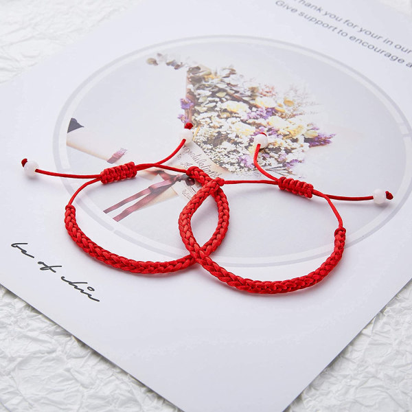 Red String of Fate Good Luck Protection Par Armbånd for Bo