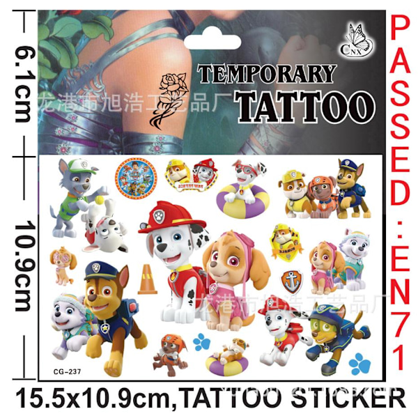 Tatueringar, Paw Patrol, Barn, multifärg