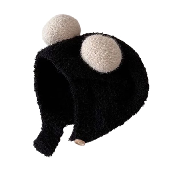 Winter Hat Toddler Earflap Beanie Unisex Infant Snow Cap Warm Fleece Kids black