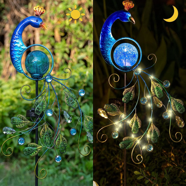 41,5" Garden Metal Peacock Solar Lights Stake, Vattentät Landsc