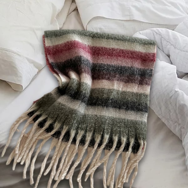 Vinter Kvinder Varmt Sjal Langt Sjal Store Sjal Koldt Vejr Tykkere Tæppe Wrap Farve Plaid Stripe