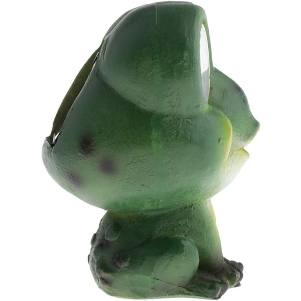 2 delar Resin Green Frog Staty, Solar Outdoor LED Light Eyes A