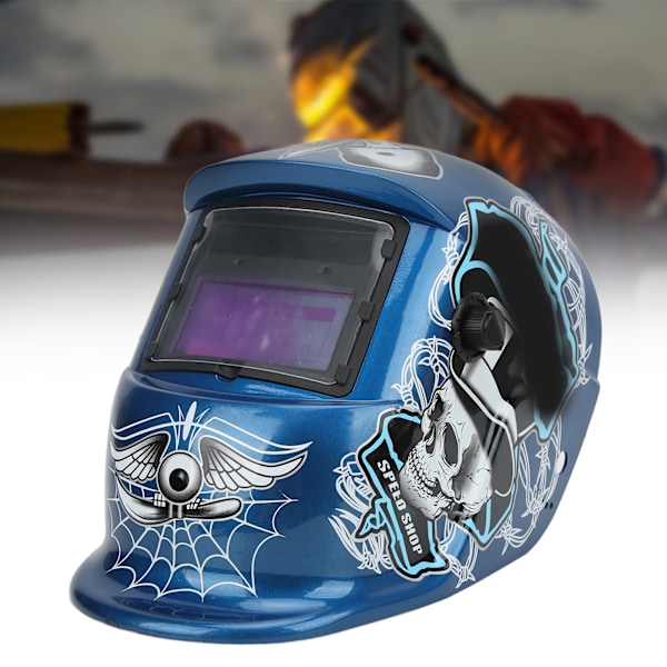 Auto Darkening Welding Helmet LCD True Color Protective Adjustable Blue Gentleman Skull Style